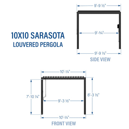 10x10 Sarasota Steel Louvered Pergola