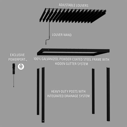 10x10 Sarasota Steel Louvered Pergola