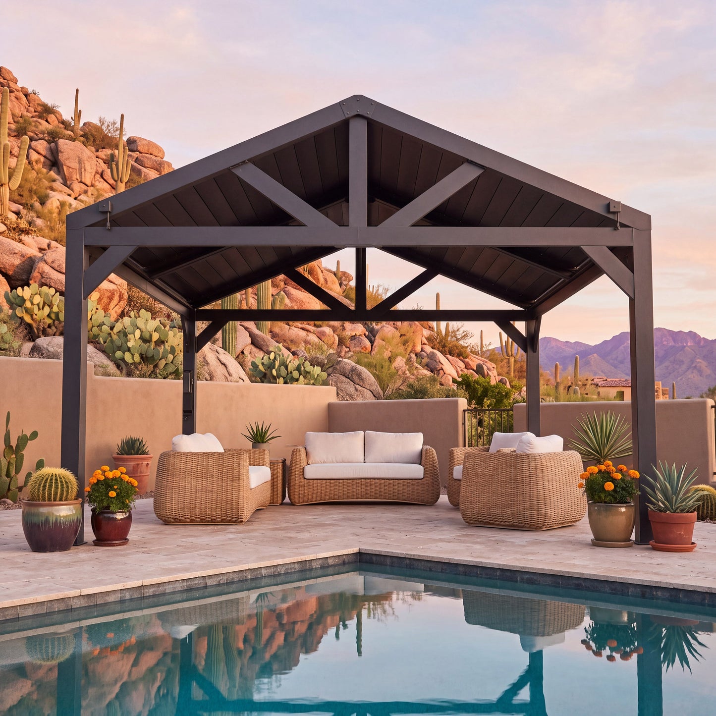 14x14 Ridgeline Steel Louvered Pergola