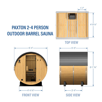 Paxton Outdoor Barrel Sauna – 2-4 Person
