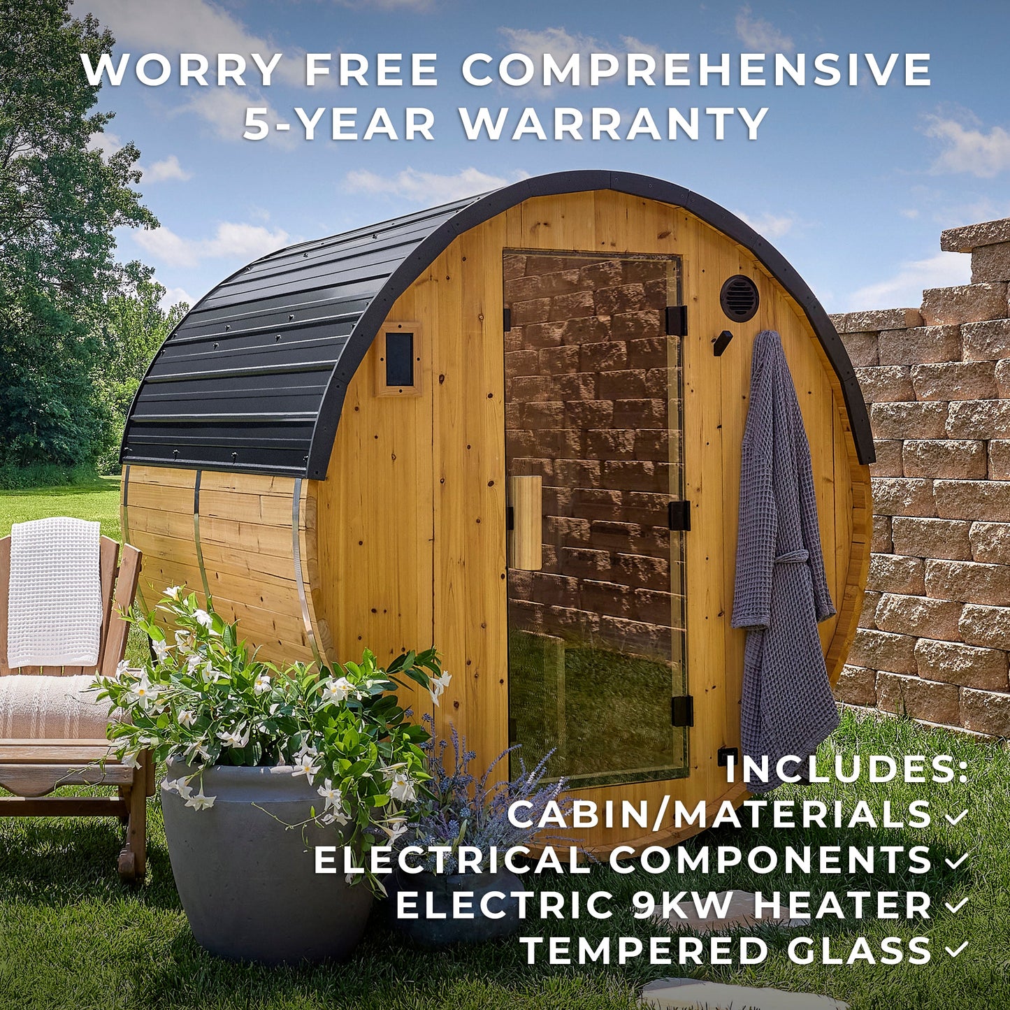 Paxton Outdoor Barrel Sauna – 2-4 Person