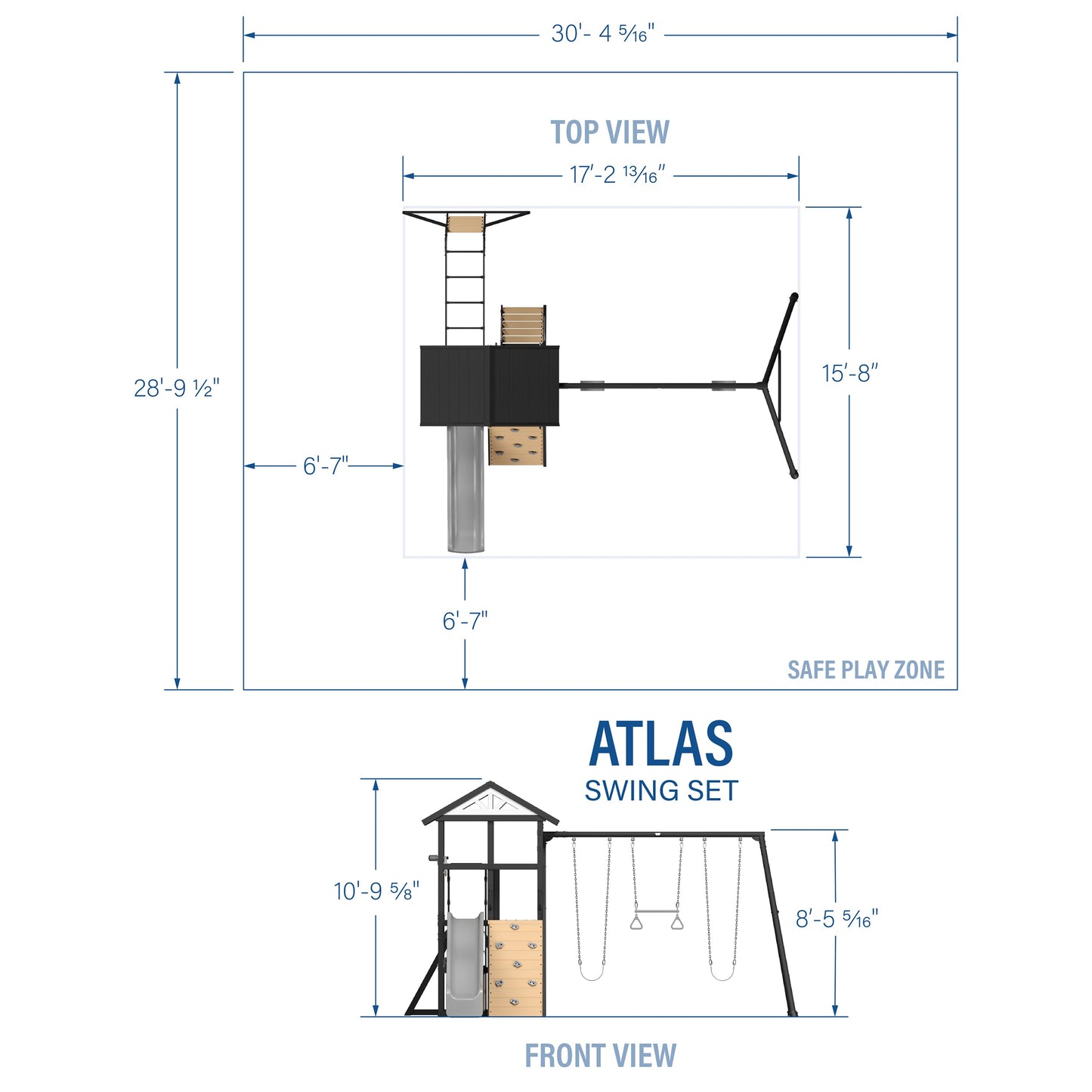 Atlas Steel Swing Set with Monkey Bars