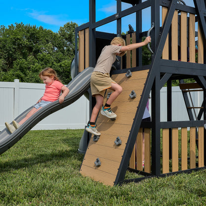 Atlas Steel Swing Set with Monkey Bars and Tube Slide