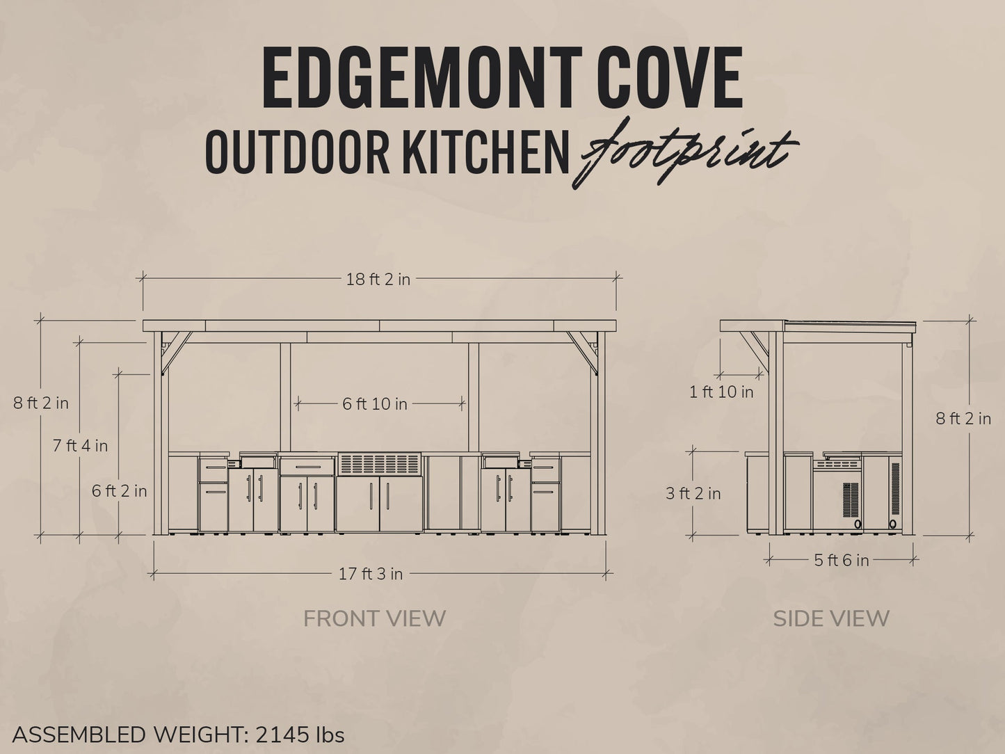 Edgemont Cove | Curved Outdoor Kitchen with Built-In Grill, Griddle & Pizza Oven