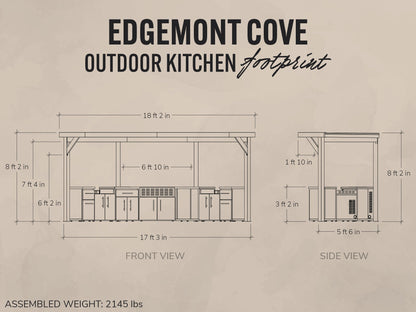 Edgemont Cove | Curved Outdoor Kitchen with Built-In Grill, Griddle & Pizza Oven