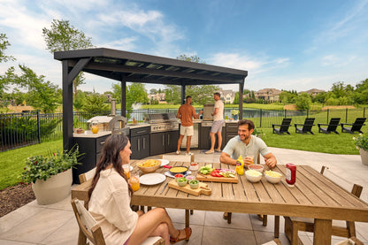 Edgemont Cove | Curved Outdoor Kitchen with Built-In Grill, Griddle & Pizza Oven