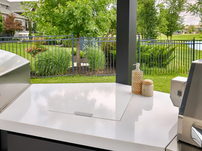 Edgemont Cove | Curved Outdoor Kitchen with Built-In Grill, Griddle & Pizza Oven