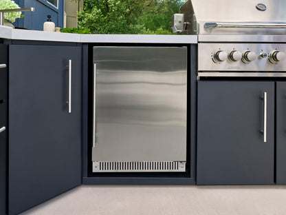 Emory | Corner Outdoor Kitchen Island with Built-In Griddle & Pizza Oven