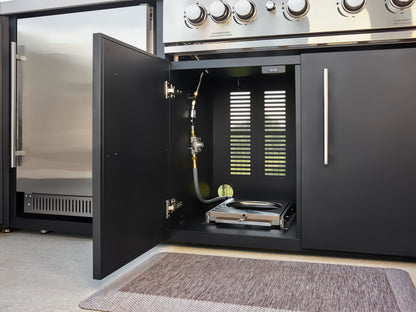 Emory | Corner Outdoor Kitchen Island with Built-In Griddle & Pizza Oven