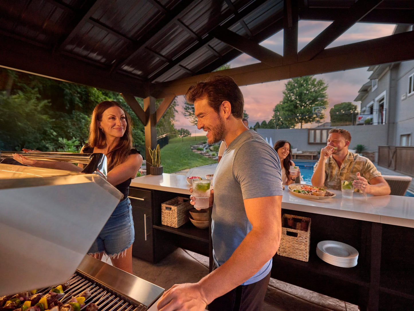 Lancaster | Galley Outdoor Kitchen with Built-In Grill & Griddle