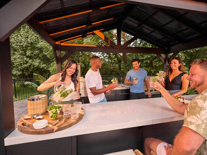 Lancaster | Galley Outdoor Kitchen with Built-In Griddle & Pizza Oven