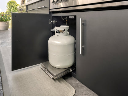 Edgemont Bay | U-Shape Outdoor Kitchen with Bar Seating, Griddle & Pizza Oven