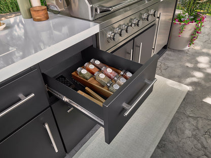 Lancaster | Covered Linear Outdoor Kitchen with Built-In Griddle
