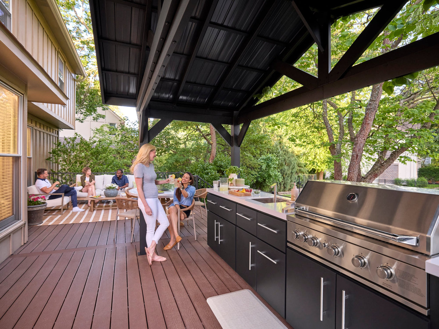 Lancaster | Covered Linear Outdoor Kitchen with Built-In Griddle