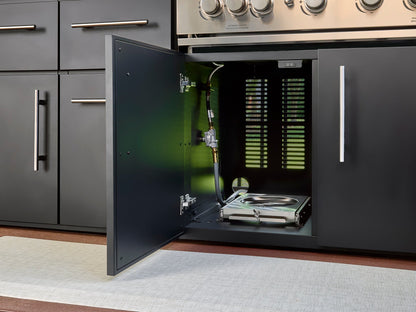 Lancaster | L-Shape Outdoor Kitchen with Built-In Griddle & Pizza Oven