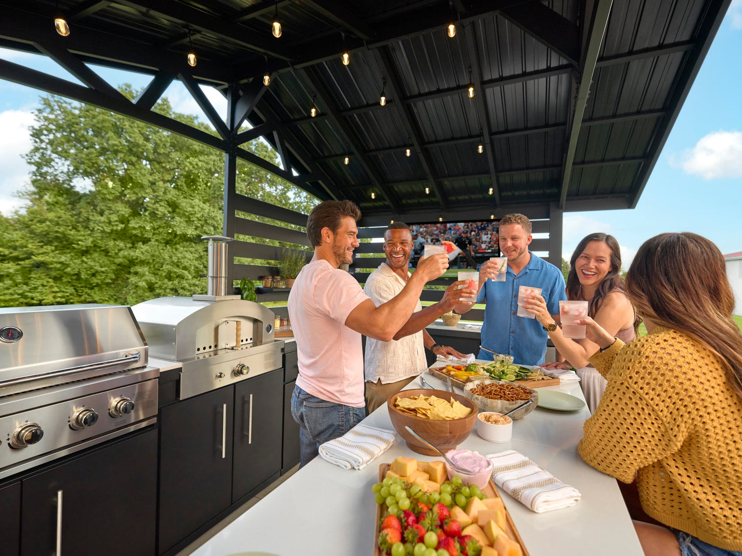 Langston | Covered Walk-In Outdoor Kitchen with Built-In Grill & Griddle