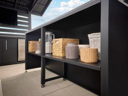 Langston | Covered Walk-In Outdoor Kitchen with Built-In Griddle & Pizza Oven