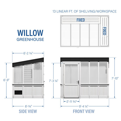 9x6 Willow Greenhouse - White