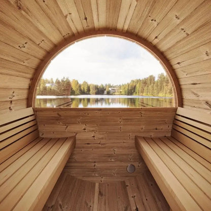 SaunaLife 3-Person Outdoor Sauna Barrel w/ Window - MODEL E6W | AQVINA World