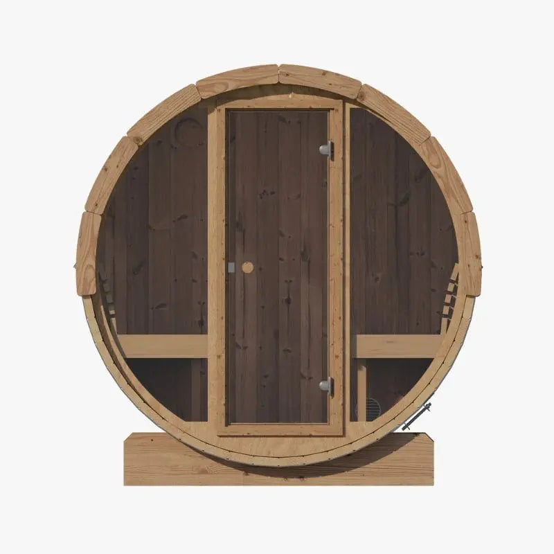 SaunaLife 4-Person Panoramic Outdoor Barrel Sauna Model E7G | AQVINA World