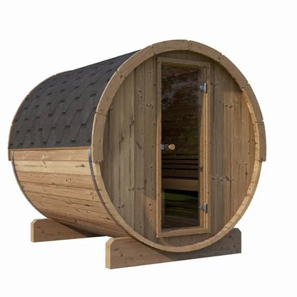 SaunaLife 6-Person Outdoor Barrel Sauna Model E8 | AQVINA World