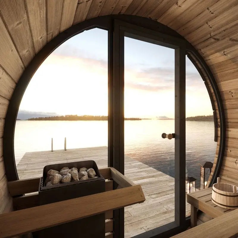 SaunaLife Model EE6G 4-Person Outdoor Barrel Sauna | AQVINA World