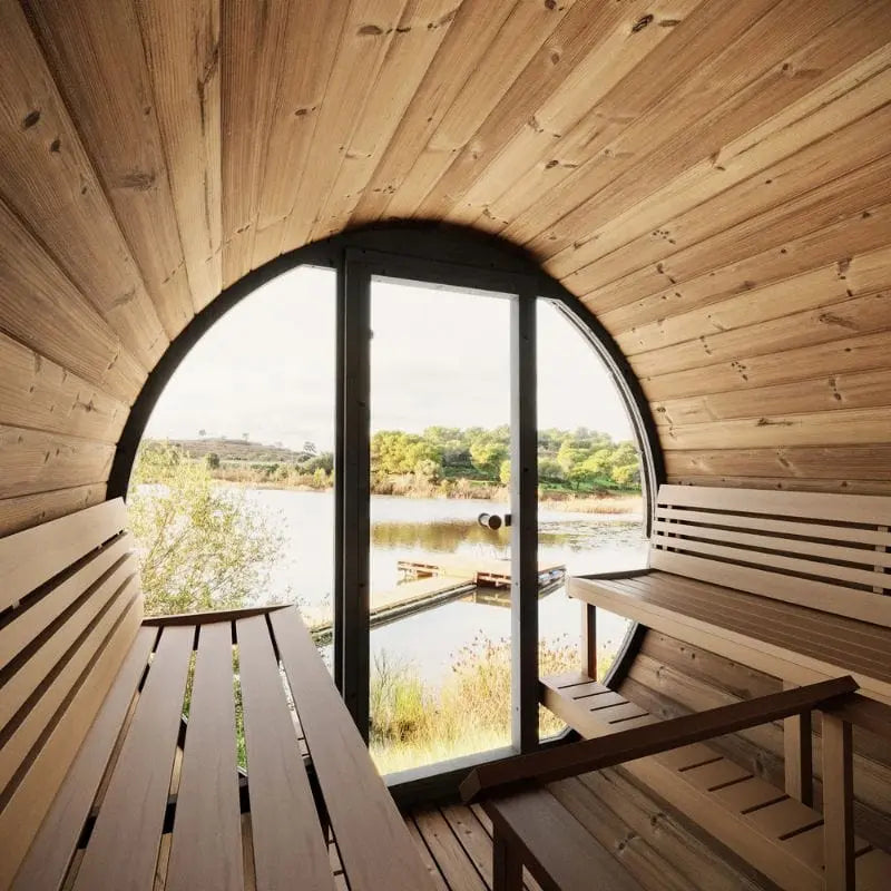 SaunaLife Model EE8G 6-Person Outdoor Barrel Sauna | AQVINA World