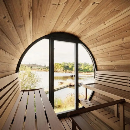 SaunaLife Model EE8G 6-Person Outdoor Barrel Sauna | AQVINA World
