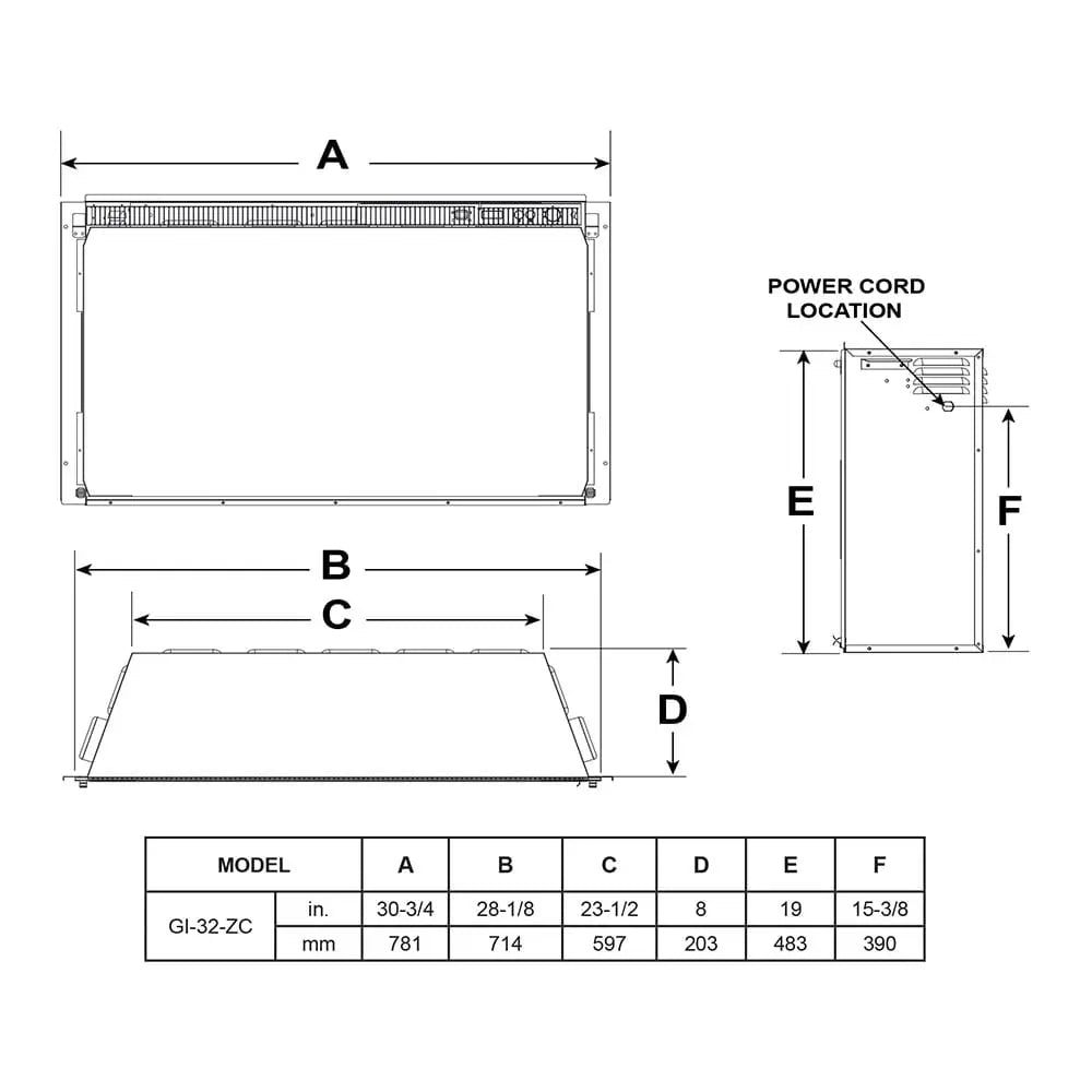 SimpliFire Built-In Electric Fireplace Insert 32" SFI32