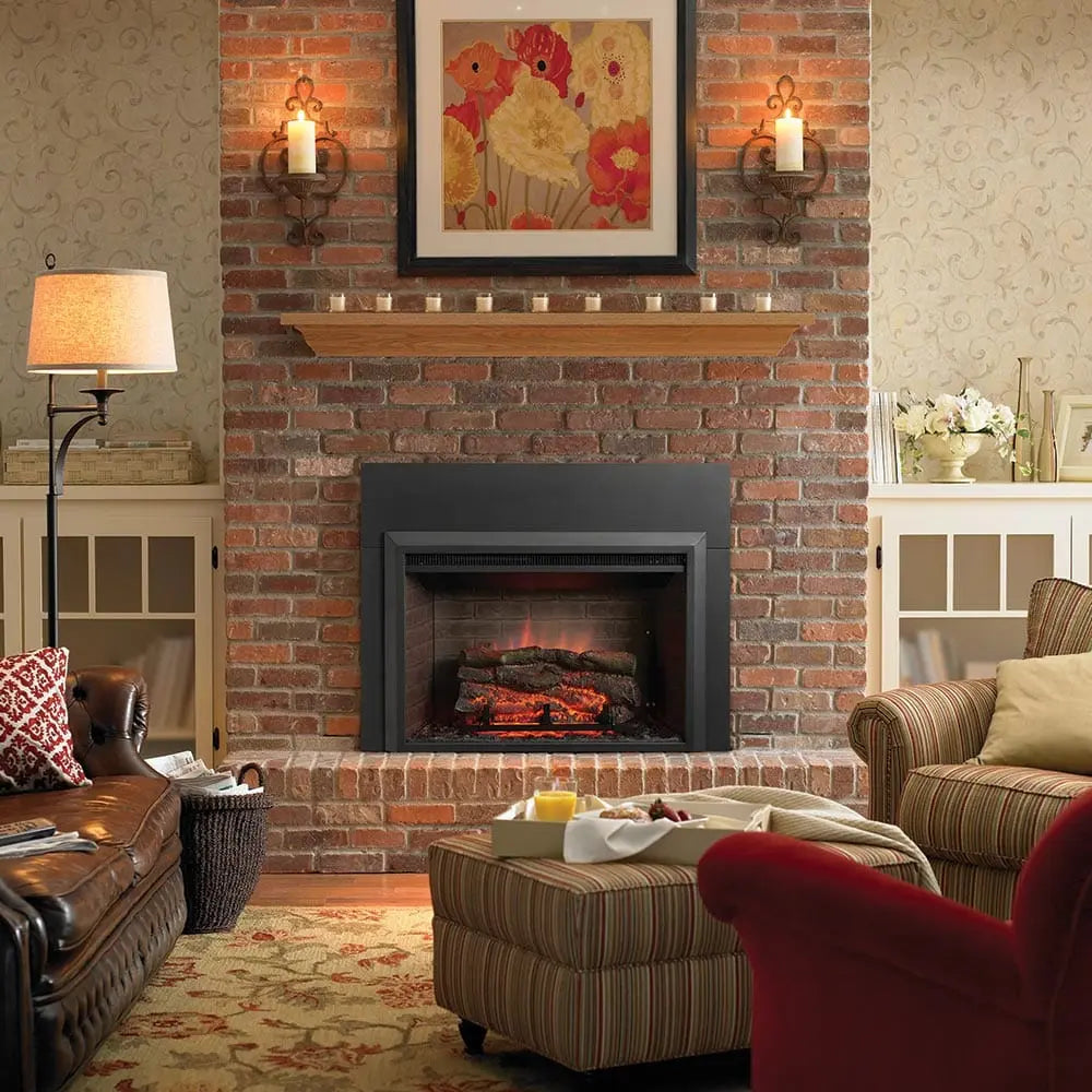 SimpliFire Built-In Electric Fireplace Insert 32-In Large Surround Trim SF32