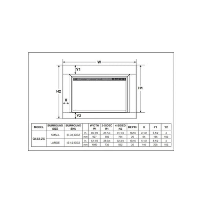 SimpliFire Built-In Electric Fireplace Insert 32-In Large Surround Trim SF32