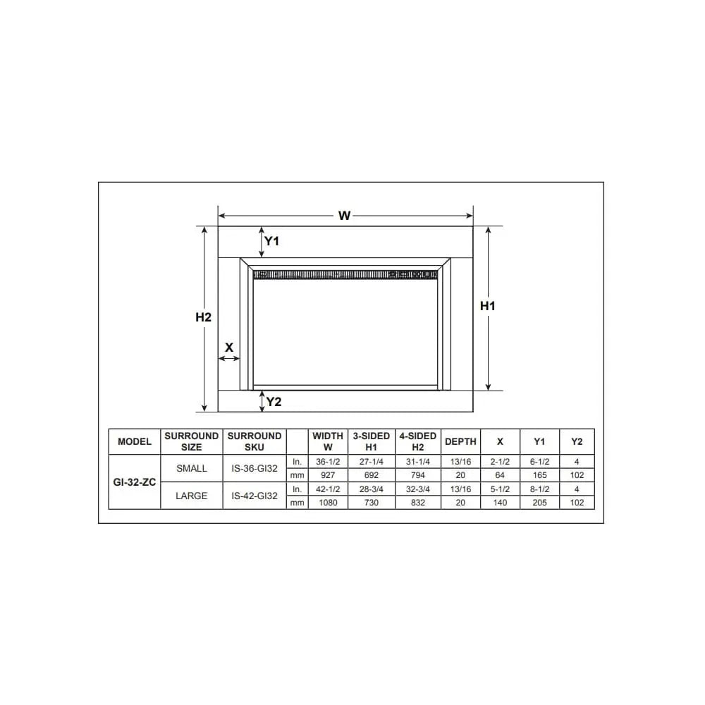 SimpliFire Built-In Electric Fireplace Insert 32-In with Small Surround Trim SF32ST