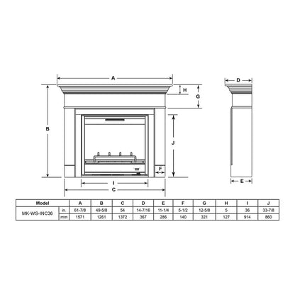 SimpliFire Electric Fireplace Mantel Packages Inception 36-in Wescott Mantel & Chateau Forge Decorative Front EF36WCF