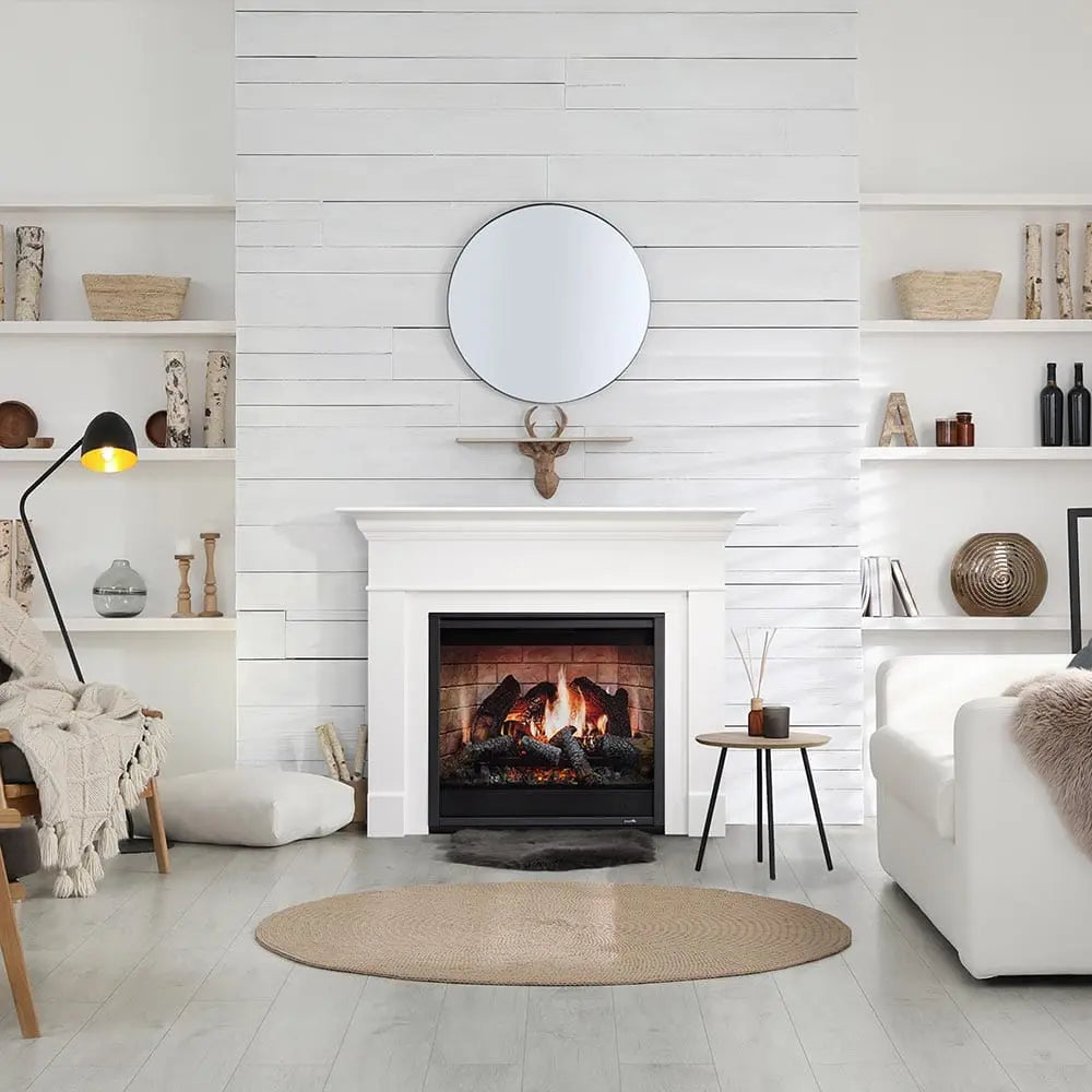 SimpliFire Electric Fireplace Mantel Packages Inception 36-in Wescott Mantel & Folio Decorative Front EF36WESCOTT