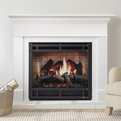 SimpliFire Electric Fireplace Inception 36-Inch Wescott Mantel & Halston Decorative Front EF36WHD