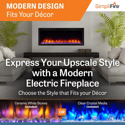 SimpliFire Built-In Electric Fireplace 50-in Allusion Platinum WM123