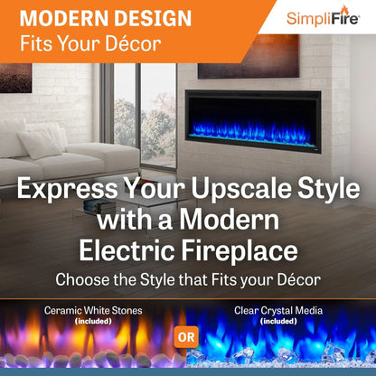 SimpliFire Built-In Electric Fireplace 60-in Allusion Platinum WM60