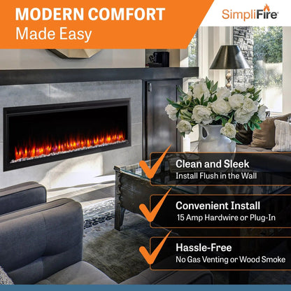 SimpliFire Built-In Electric Fireplace 60-in Allusion Platinum WM60