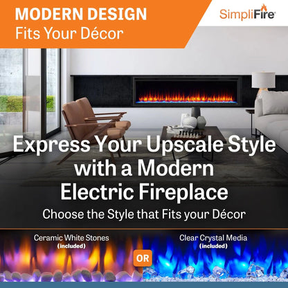 SimpliFire Built-In Electric Fireplace 72-in Allusion Platinum WM072