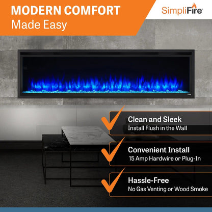 SimpliFire Built-In Electric Fireplace 72-in Allusion Platinum WM072