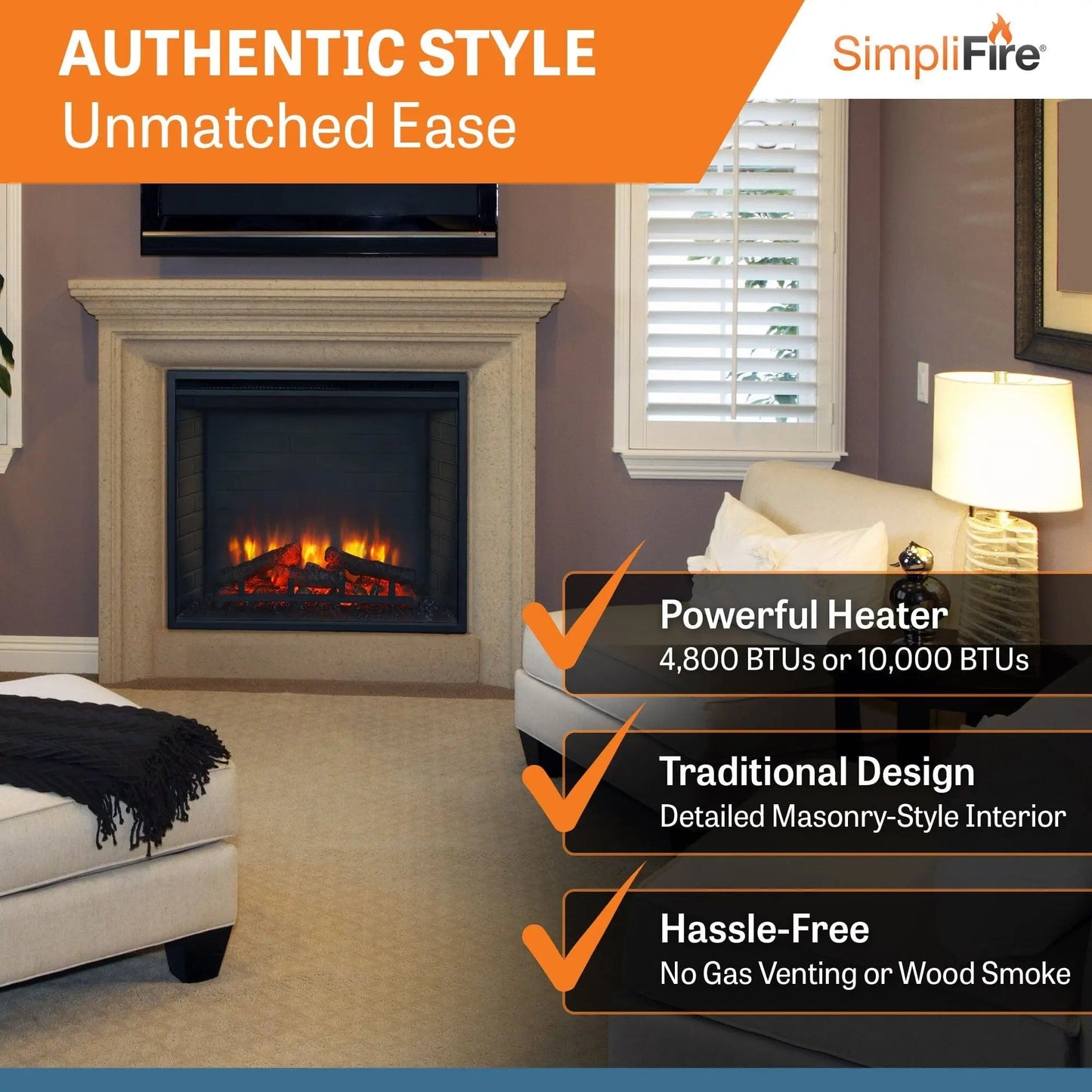 SimpliFire Built-In Electric Fireplace 30-In SF30