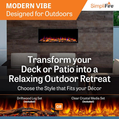 SimpliFire Built-In Electric Fireplace 43-in Forum Outdoor
