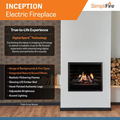SimpliFire Built-In Electric Fireplace Inception 36" Folio SF36Folio
