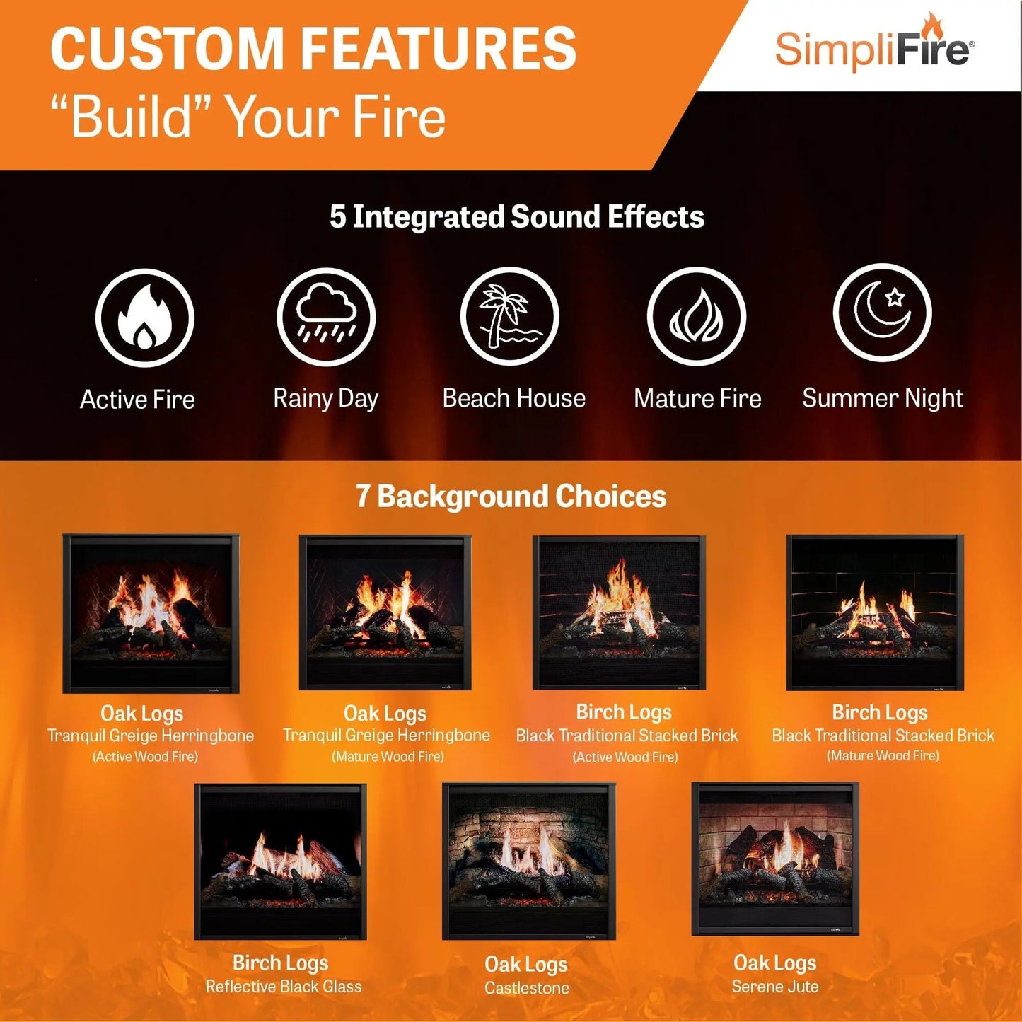 SimpliFire Built-In Electric Fireplace Inception 36-in Halston Decorative Front SF36HF