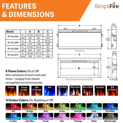 SimpliFire Built-In Electric Fireplace 72-in Allusion Slim LF072