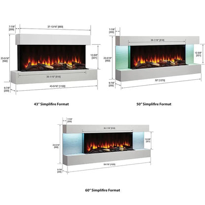 SimpliFire Wall Mount Electric Fireplace Format Floating Mantel SimpliFireFormatFMWM100