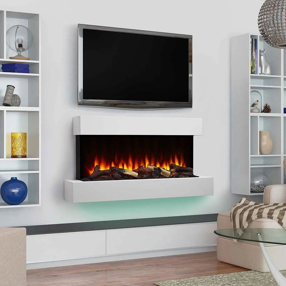 SimpliFire Wall Mount Electric Fireplace Format Floating Mantel SimpliFireFormatFMWM100