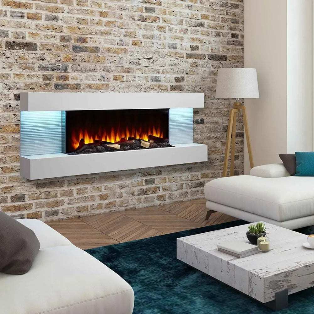SimpliFire Wall Mount Electric Fireplace Format Floating Mantel SimpliFireFormatFMWM100