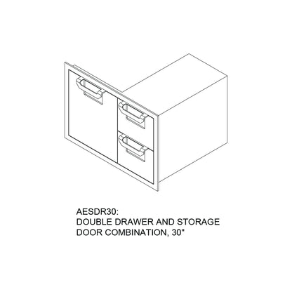 Aspire By Hestan 30" Double Drawer & Storage Drawer Combination - AESDR30