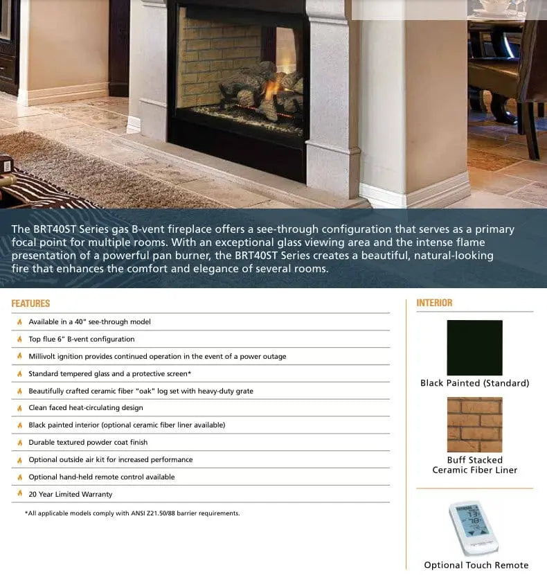 Superior Gas Fireplace 40-Inch BRT40ST